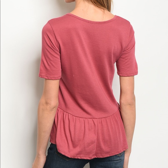 Berry Colored Cinched Front Tunic - Picture 3 of 7